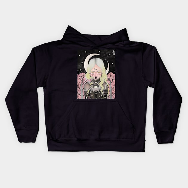 Waning Moon Kids Hoodie by lOll3